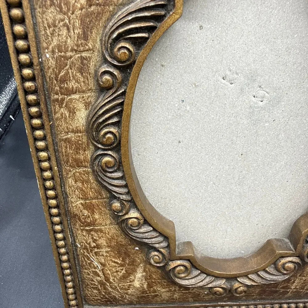 vintage-style ornate gold frame, Textured, Crackled Finish Scroll Design